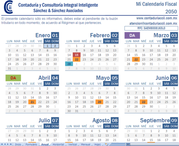 Calendario Contaduría CCii