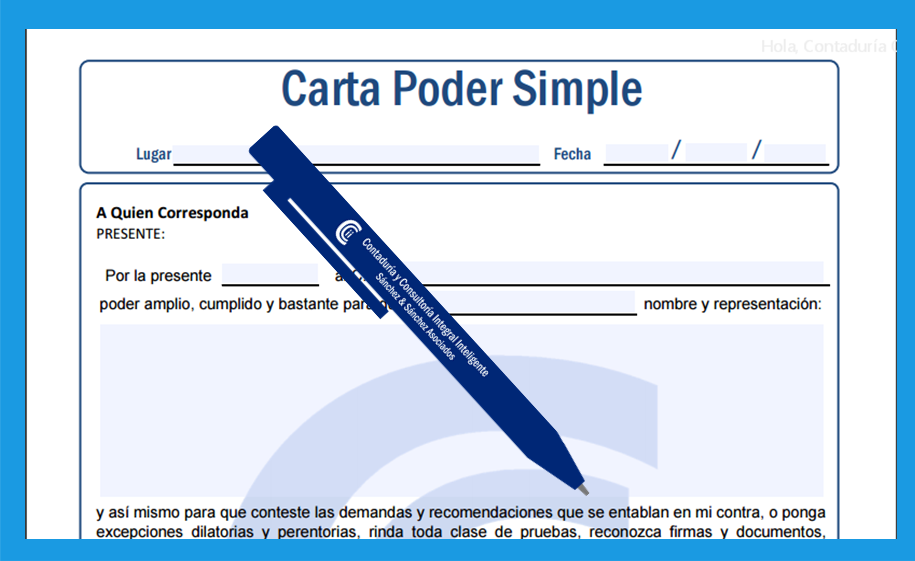 Carta Poder Simple (Formato para llenar e imprimir) - Contaduría CCii