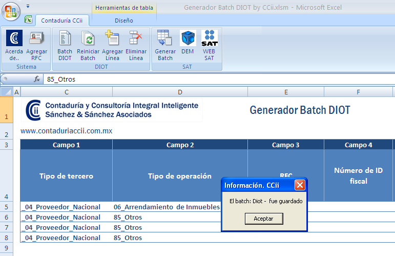 Generador Carga Batch DIOT 2020